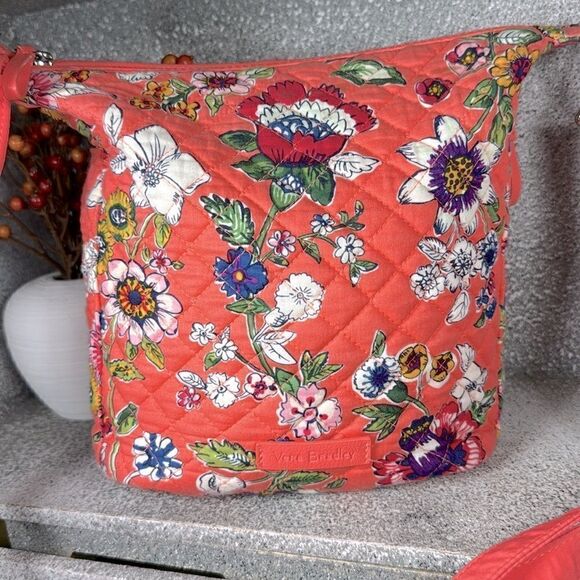 Vera Bradley Carson Mini Hobo Crossbody Shoulder Bag in Retired Coral Floral - Picture 2 of 10
